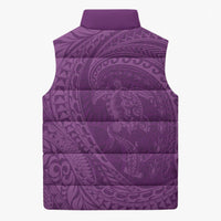 Hawaiian Turtle and Shark Sleeveless Puffer Jacket Kakau Tribal with Polynesian Pattern Pink Color