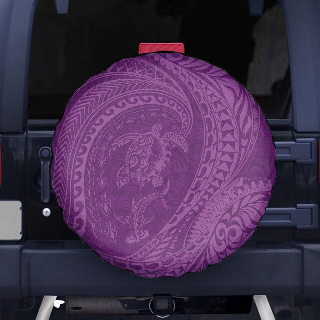 Hawaiian Turtle and Shark Spare Tire Cover Kakau Tribal with Polynesian Pattern Pink Color