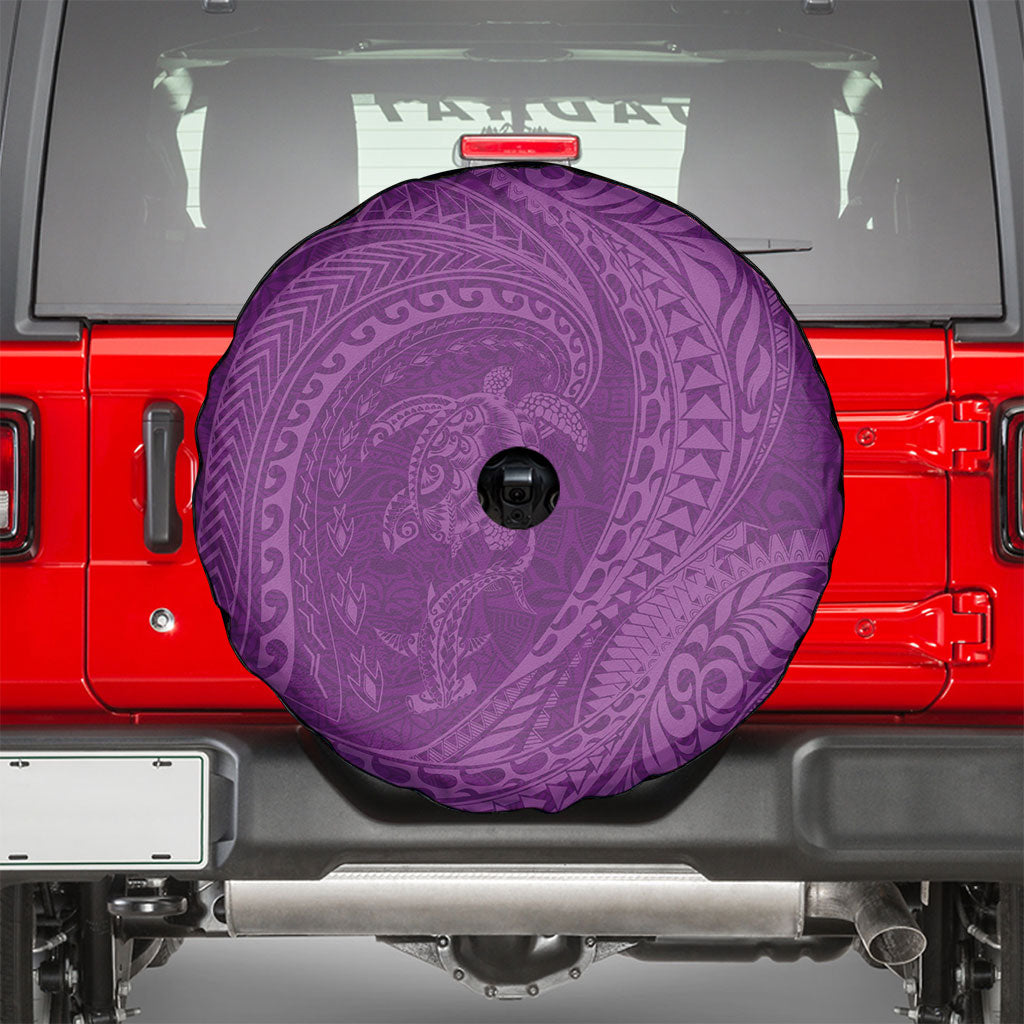 Hawaiian Turtle and Shark Spare Tire Cover Kakau Tribal with Polynesian Pattern Pink Color