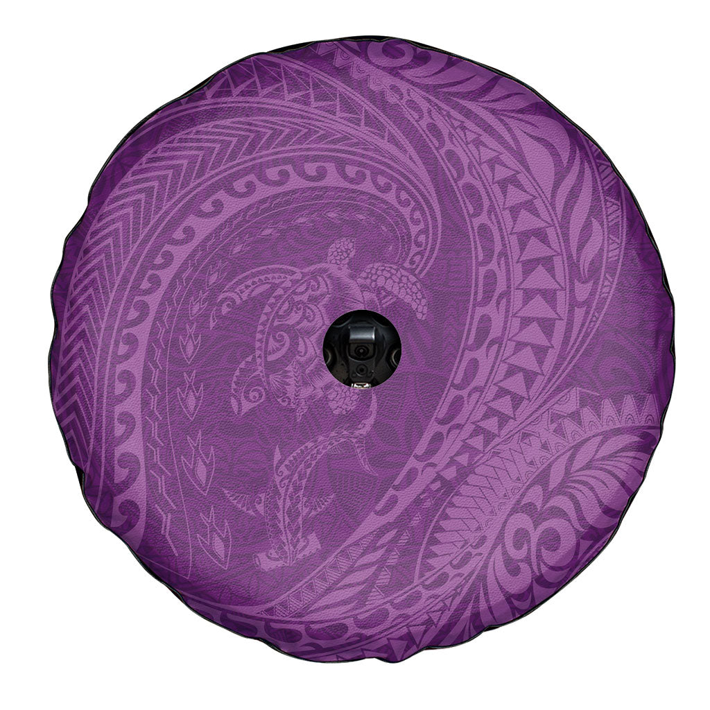 Hawaiian Turtle and Shark Spare Tire Cover Kakau Tribal with Polynesian Pattern Pink Color