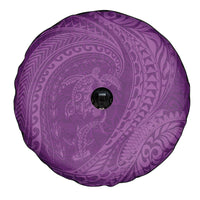 Hawaiian Turtle and Shark Spare Tire Cover Kakau Tribal with Polynesian Pattern Pink Color
