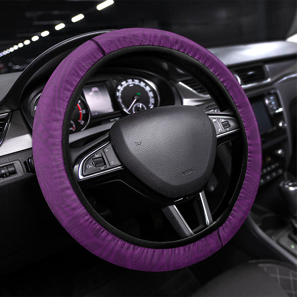Hawaiian Turtle and Shark Steering Wheel Cover Kakau Tribal with Polynesian Pattern Pink Color