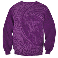 Hawaiian Turtle and Shark Sweatshirt Kakau Tribal with Polynesian Pattern Pink Color