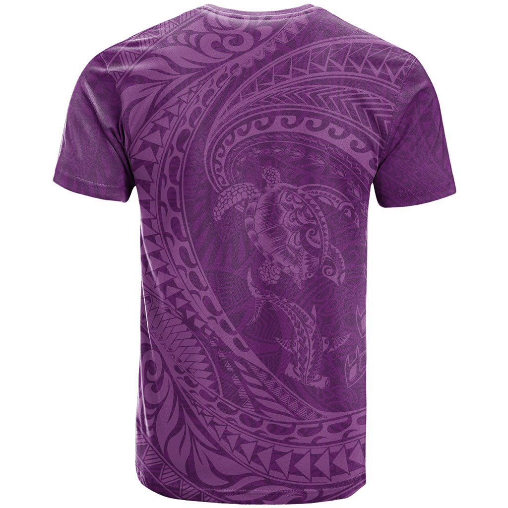 Hawaiian Turtle and Shark T Shirt Kakau Tribal with Polynesian Pattern Pink Color