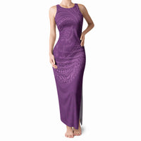 Hawaiian Turtle and Shark Tank Maxi Dress Kakau Tribal with Polynesian Pattern Pink Color