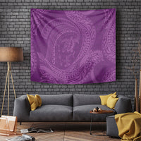 Hawaiian Turtle and Shark Tapestry Kakau Tribal with Polynesian Pattern Pink Color