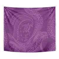 Hawaiian Turtle and Shark Tapestry Kakau Tribal with Polynesian Pattern Pink Color