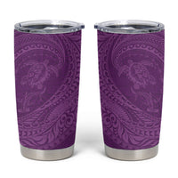 Hawaiian Turtle and Shark Tumbler Cup Kakau Tribal with Polynesian Pattern Pink Color