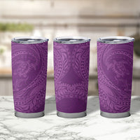 Hawaiian Turtle and Shark Tumbler Cup Kakau Tribal with Polynesian Pattern Pink Color