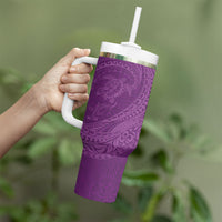 Hawaiian Turtle and Shark Tumbler With Handle Kakau Tribal with Polynesian Pattern Pink Color