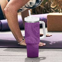Hawaiian Turtle and Shark Tumbler With Handle Kakau Tribal with Polynesian Pattern Pink Color