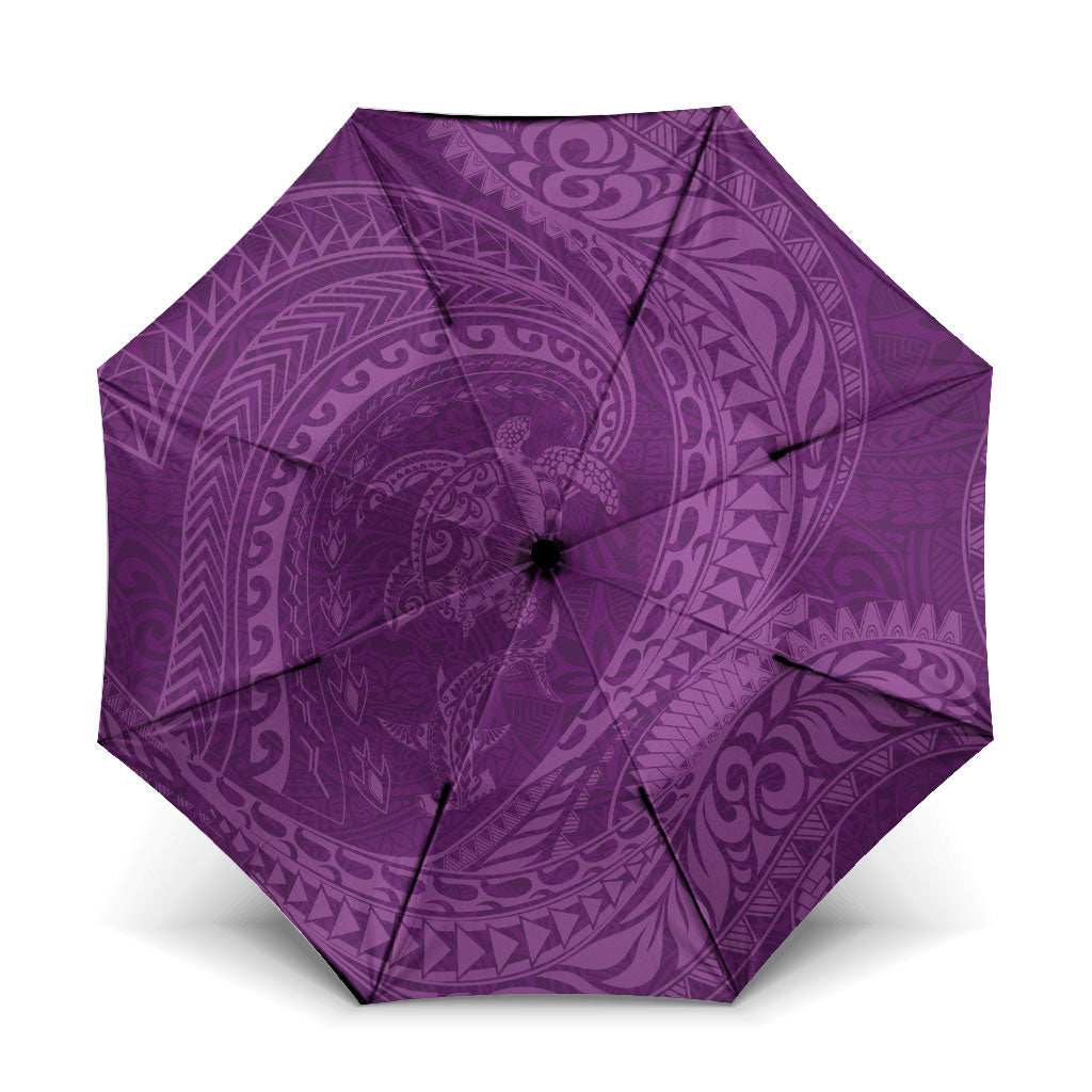 Hawaiian Turtle and Shark Umbrella Kakau Tribal with Polynesian Pattern Pink Color