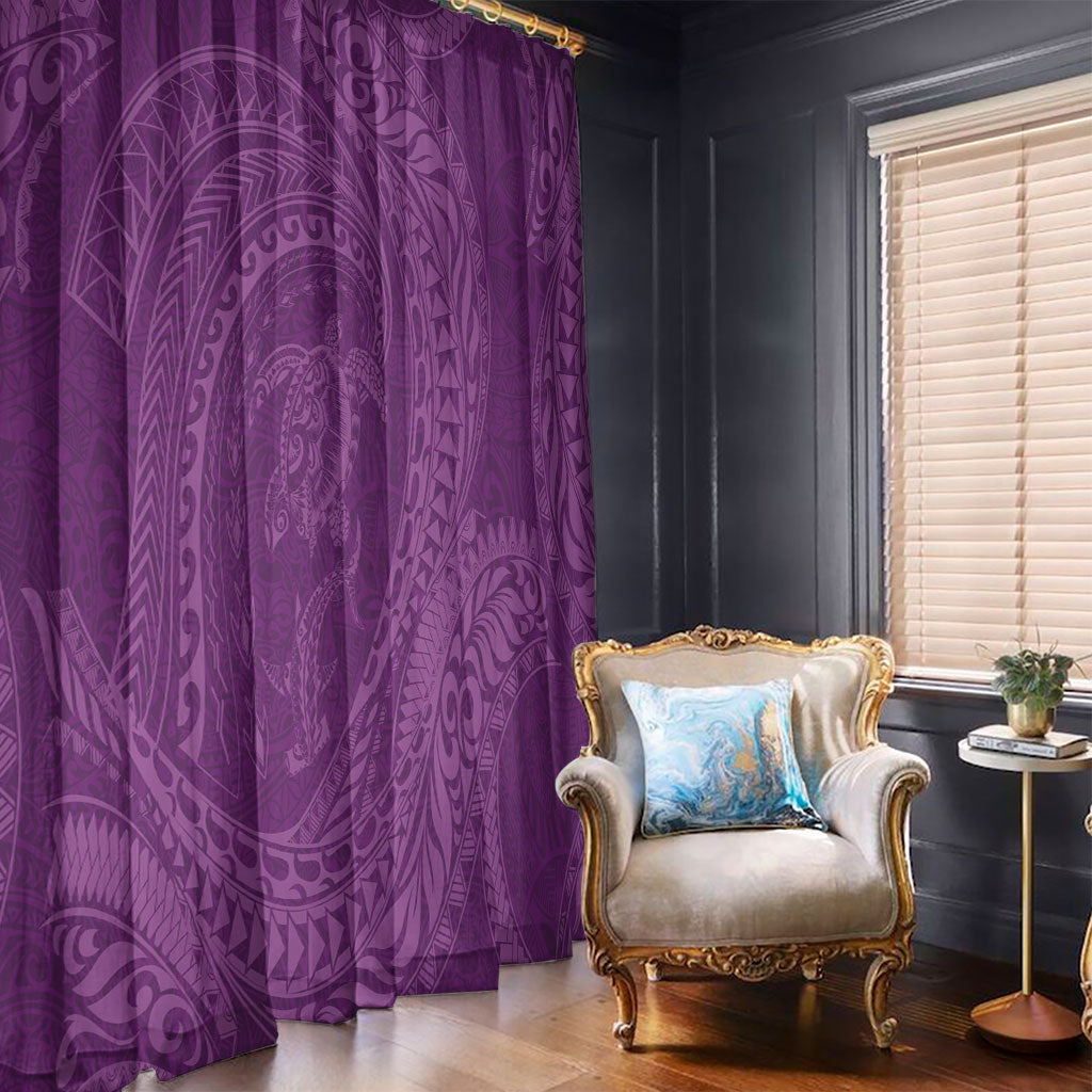 Hawaiian Turtle and Shark Window Curtain Kakau Tribal with Polynesian Pattern Pink Color