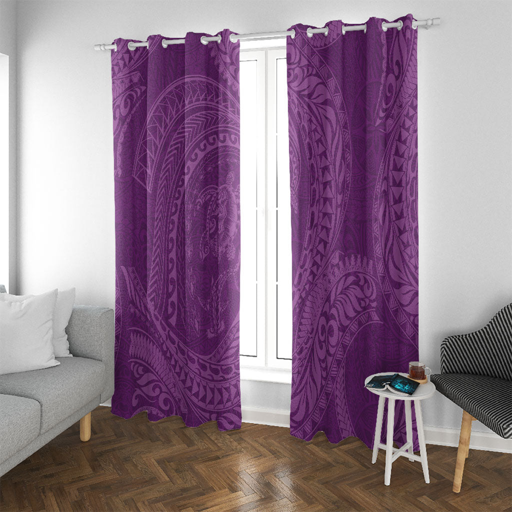 Hawaiian Turtle and Shark Window Curtain Kakau Tribal with Polynesian Pattern Pink Color