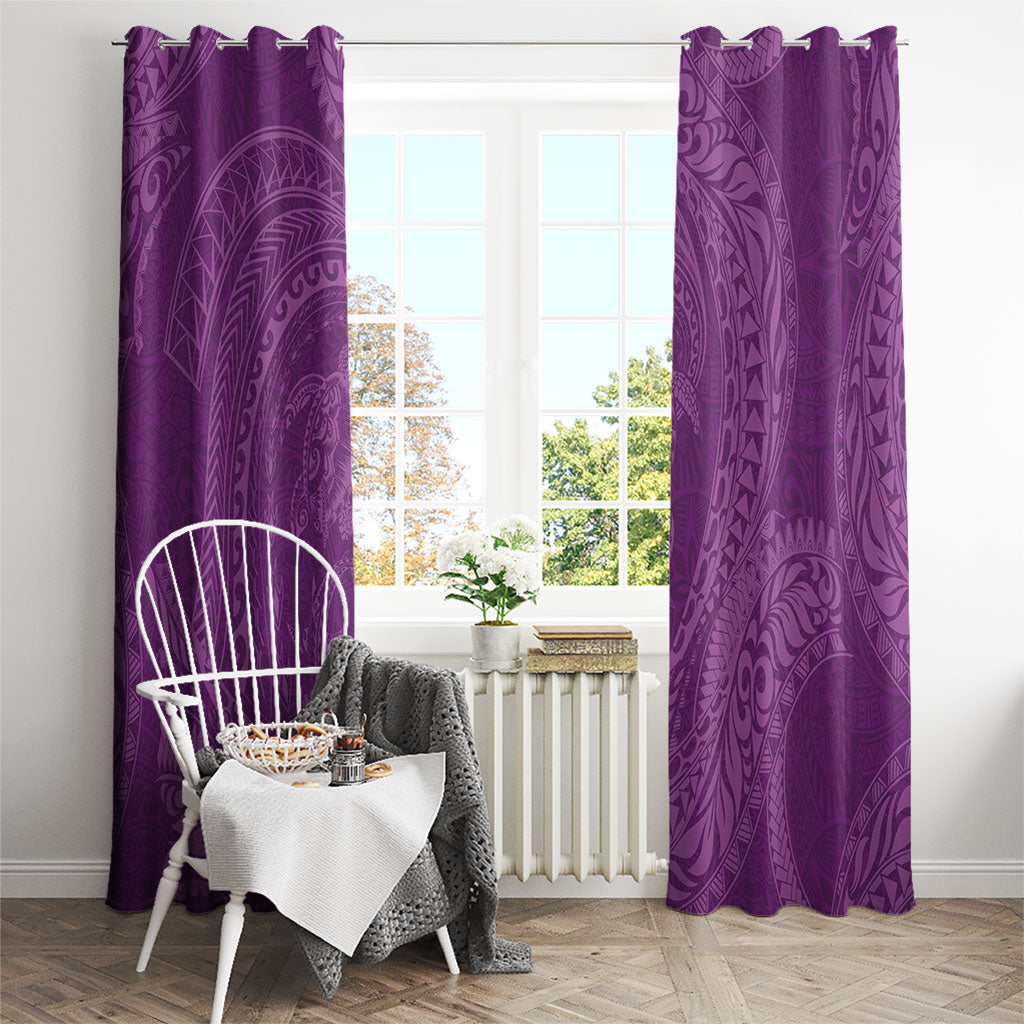 Hawaiian Turtle and Shark Window Curtain Kakau Tribal with Polynesian Pattern Pink Color