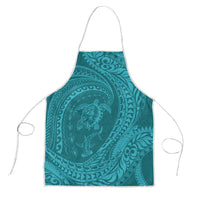 Hawaiian Turtle and Shark Apron Kakau Tribal with Polynesian Pattern Turquoise Color