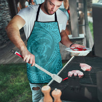 Hawaiian Turtle and Shark Apron Kakau Tribal with Polynesian Pattern Turquoise Color