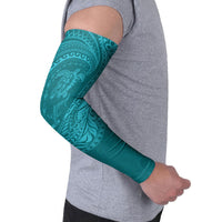Hawaiian Turtle and Shark Arm Sleeves Kakau Tribal with Polynesian Pattern Turquoise Color