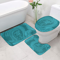 Hawaiian Turtle and Shark Bathroom Set Kakau Tribal with Polynesian Pattern Turquoise Color