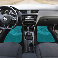 Hawaiian Turtle and Shark Car Mats Kakau Tribal with Polynesian Pattern Turquoise Color