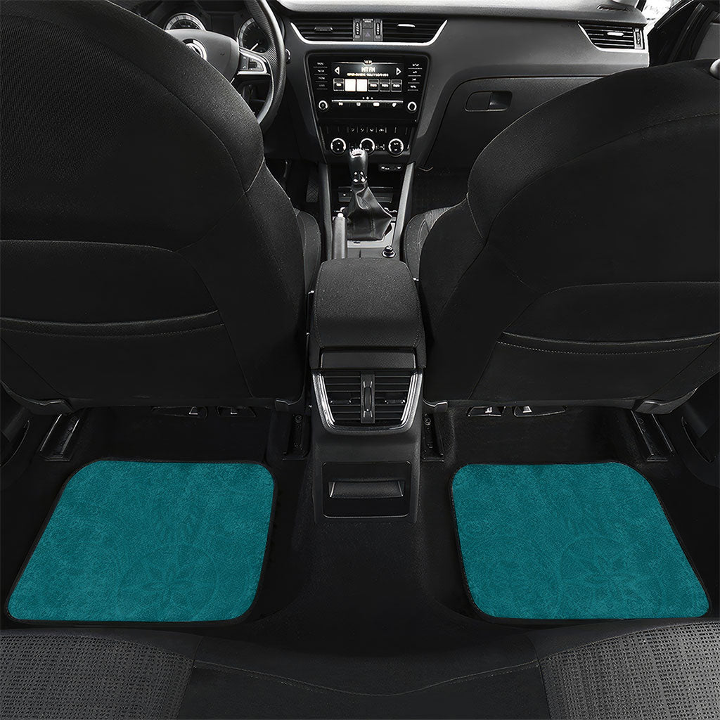 Hawaiian Turtle and Shark Car Mats Kakau Tribal with Polynesian Pattern Turquoise Color