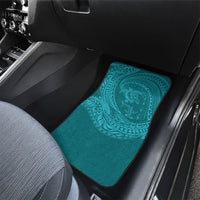 Hawaiian Turtle and Shark Car Mats Kakau Tribal with Polynesian Pattern Turquoise Color