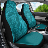 Hawaiian Turtle and Shark Car Seat Cover Kakau Tribal with Polynesian Pattern Turquoise Color