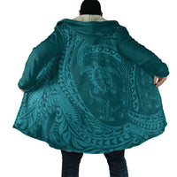 Hawaiian Turtle and Shark Cloak Kakau Tribal with Polynesian Pattern Turquoise Color