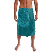 Hawaiian Turtle and Shark Lavalava Kakau Tribal with Polynesian Pattern Turquoise Color