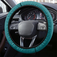 Hawaiian Turtle and Shark Steering Wheel Cover Kakau Tribal with Polynesian Pattern Turquoise Color