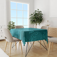 Hawaiian Turtle and Shark Tablecloth Kakau Tribal with Polynesian Pattern Turquoise Color