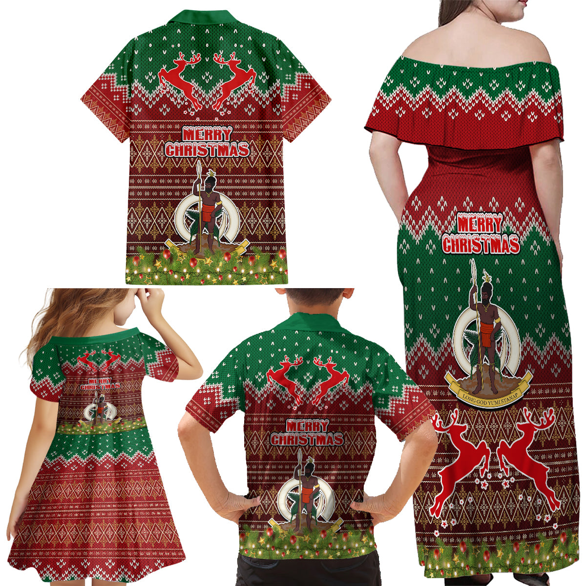 Vanuatu Christmas Family Matching Off Shoulder Maxi Dress and Hawaiian Shirt Pig Tusk Beautiful Merry Xmas Snowflake LT03 - Polynesian Pride