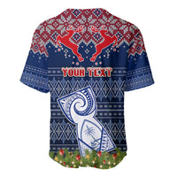 Personalised Guam Christmas Baseball Jersey Chamorro Guam Tattoos Beautiful Merry Xmas Snowflake LT03 - Polynesian Pride