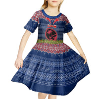 Personalised Guam Christmas Kid Short Sleeve Dress Chamorro Guam Tattoos Beautiful Merry Xmas Snowflake LT03 - Polynesian Pride