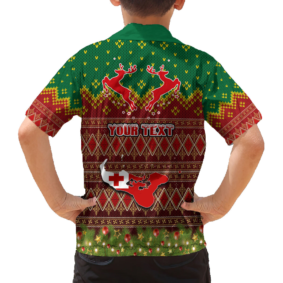 Personalised Tonga Christmas Kid Hawaiian Shirt Coat of Arms and Map Beautiful Merry Xmas Snowflake LT03 - Polynesian Pride