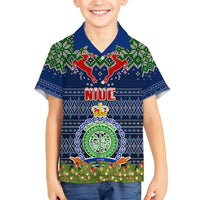 Personalised Niue Christmas Kid Hawaiian Shirt Coat of Arms and Map Beautiful Merry Xmas Snowflake LT03 - Polynesian Pride