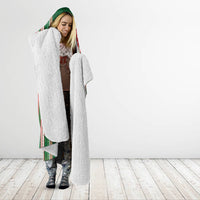 Custom Kiribati Christmas Hooded Blanket Santa With Gift Bag Behind Ribbons Seamless Green Maori LT03 - Polynesian Pride