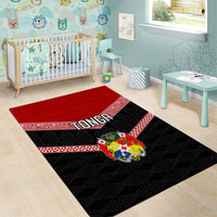 Tonga Area Rug Tonga Coat of Arms with Seamless Tapa Ngatu Pattern LT03 - Polynesian Pride