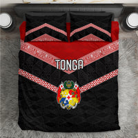Tonga Bedding Set Tonga Coat of Arms with Seamless Tapa Ngatu Pattern LT03 Black - Polynesian Pride