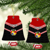 Tonga Ceramic Ornament Tonga Coat of Arms with Seamless Tapa Ngatu Pattern LT03 - Polynesian Pride