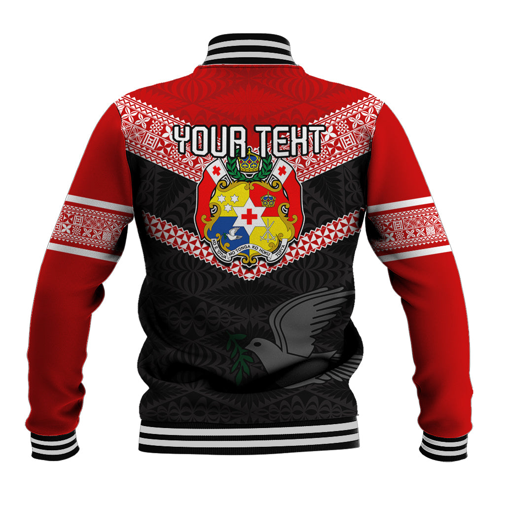 Personalised Tonga Baseball Jacket Tonga Coat of Arms with Seamless Tapa Ngatu Pattern LT03 - Polynesian Pride