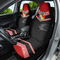 Personalised Tonga Car Seat Cover Tonga Coat of Arms with Seamless Tapa Ngatu Pattern LT03 - Polynesian Pride