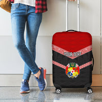 Personalised Tonga Luggage Cover Tonga Coat of Arms with Seamless Tapa Ngatu Pattern LT03 - Polynesian Pride