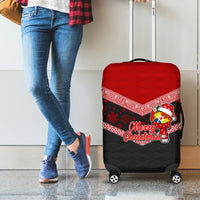 Tonga Christmas Luggage Cover Tongan Coat of Arms Santa With Ngatu Pattern Christmas Red Style LT03 - Polynesian Pride