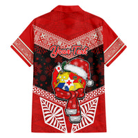 Personalised Tonga Christmas Family Matching Summer Maxi Dress and Hawaiian Shirt Tongan Coat of Arms Santa With Ngatu Pattern Christmas Red Style LT03 - Polynesian Pride