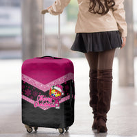 Tonga Christmas Luggage Cover Tongan Coat of Arms Santa With Ngatu Pattern Christmas Pink Style LT03 - Polynesian Pride