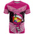 Tonga Christmas T Shirt Tongan Coat of Arms Santa With Ngatu Pattern Christmas Pink Style LT03 Pink - Polynesian Pride