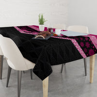 Personalised Tonga Christmas Tablecloth Tongan Coat of Arms Santa With Ngatu Pattern Christmas Pink Style LT03 - Polynesian Pride