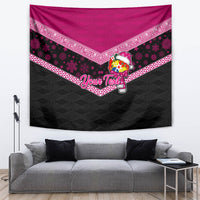 Personalised Tonga Christmas Tapestry Tongan Coat of Arms Santa With Ngatu Pattern Christmas Pink Style LT03 - Polynesian Pride