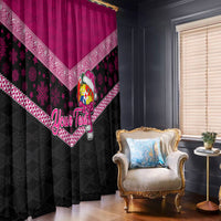 Personalised Tonga Christmas Window Curtain Tongan Coat of Arms Santa With Ngatu Pattern Christmas Pink Style LT03 With Hooks Pink - Polynesian Pride